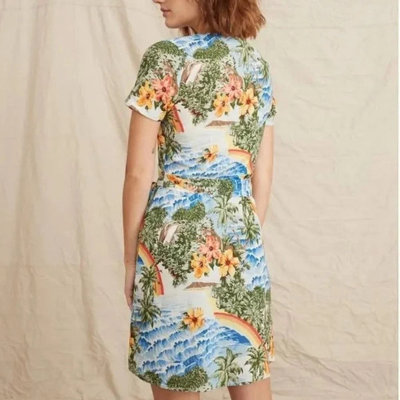 Marine Layer Frances Wrap Dress Hawaiian Print XS - Picture 3 of 8